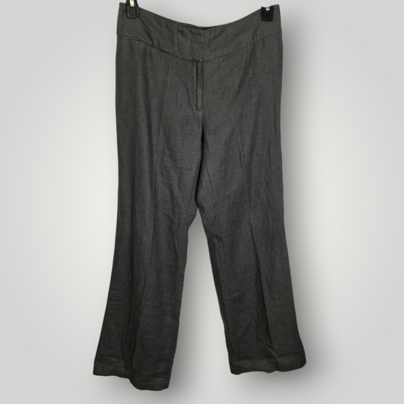 Eileen Fisher Gray 100% Linen Wide Leg Pants Size 8 - Picture 2 of 9